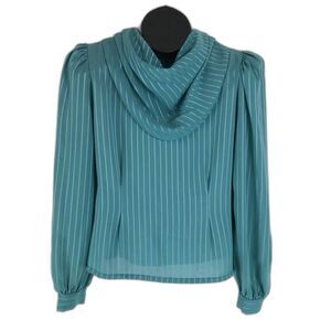 Vintage Carrie Beene Cowl Neck Blouse Women's Size 5/6 Teal Textured Polyester